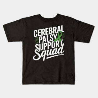 Kids Cerebral Palsy CP Awareness Support Squad Green Ribbon Kids T-Shirt